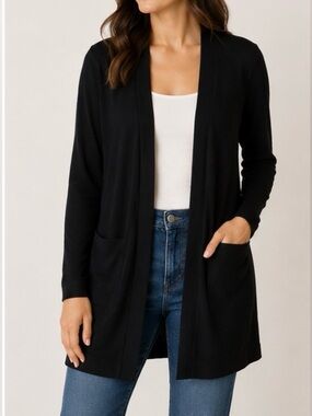Chico's Black Open-Front Women’s‎ Cardigan Sz1/ US Medium